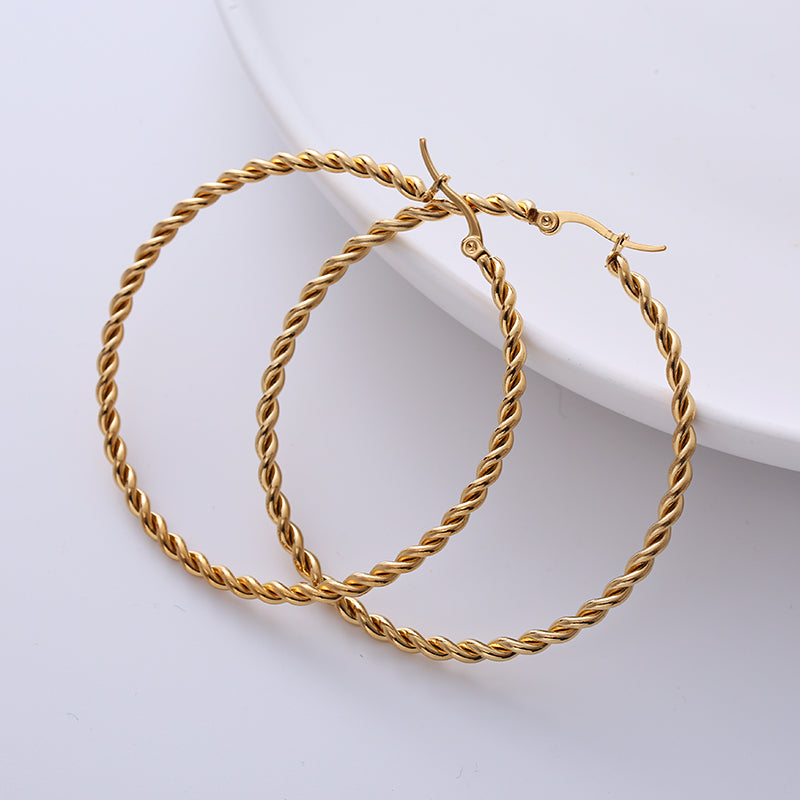 18K Gold Plated Spiral Hoop Earrings