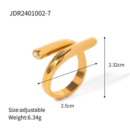 Geometric 18K Gold Plated Open Ring