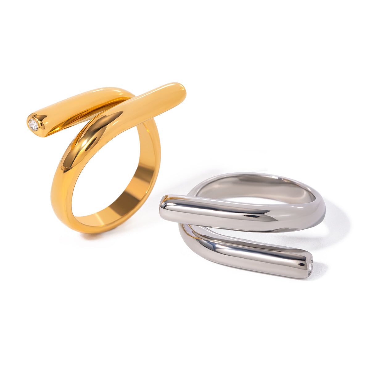 Geometric 18K Gold Plated Open Ring