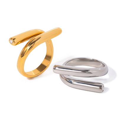 Geometric 18K Gold Plated Open Ring