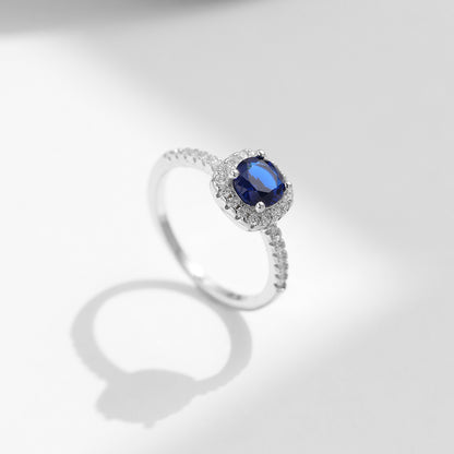 Royal Blue Halo Zircon Ring