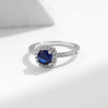 Royal Blue Halo Zircon Ring