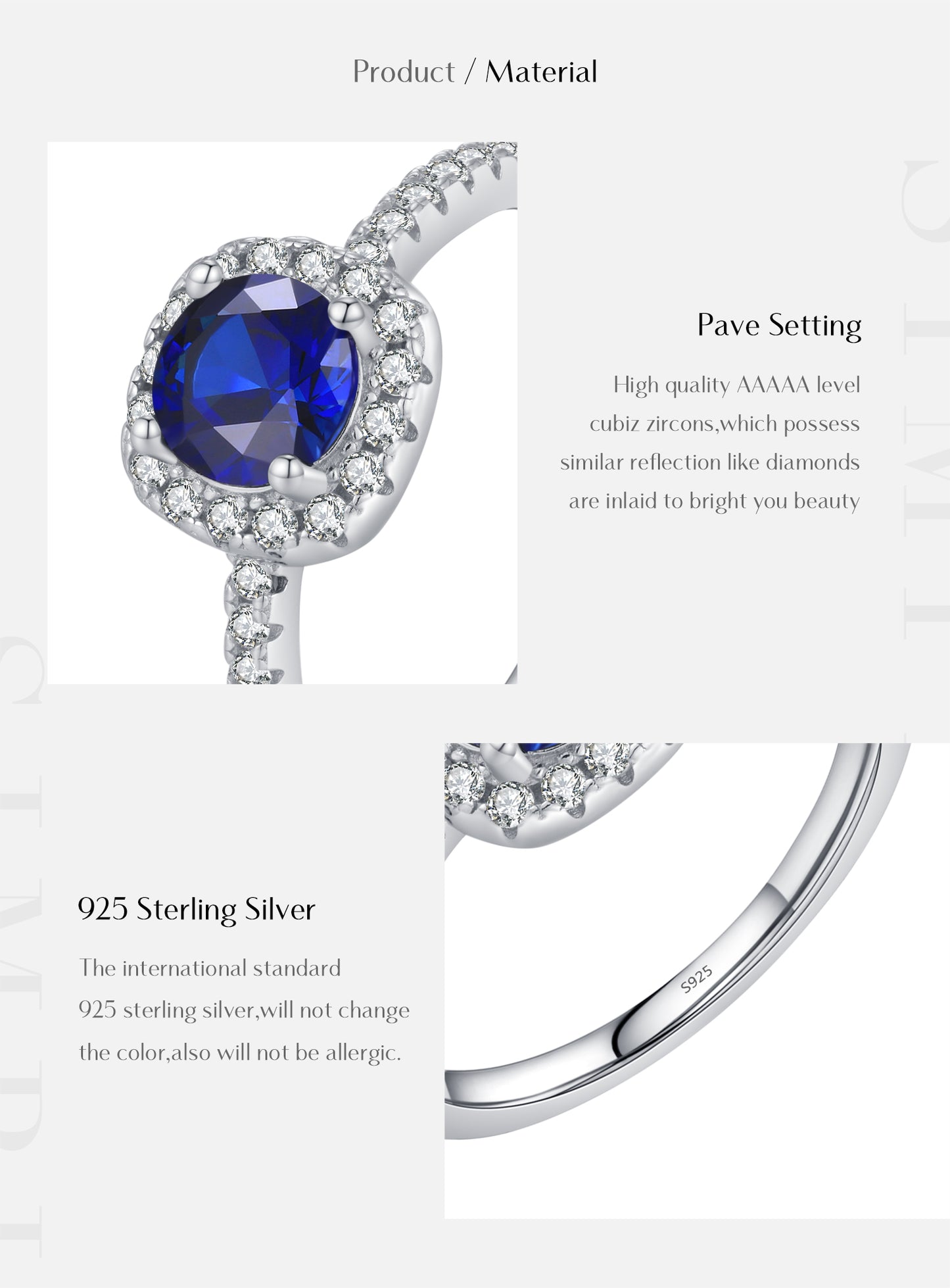 Royal Blue Halo Zircon Ring