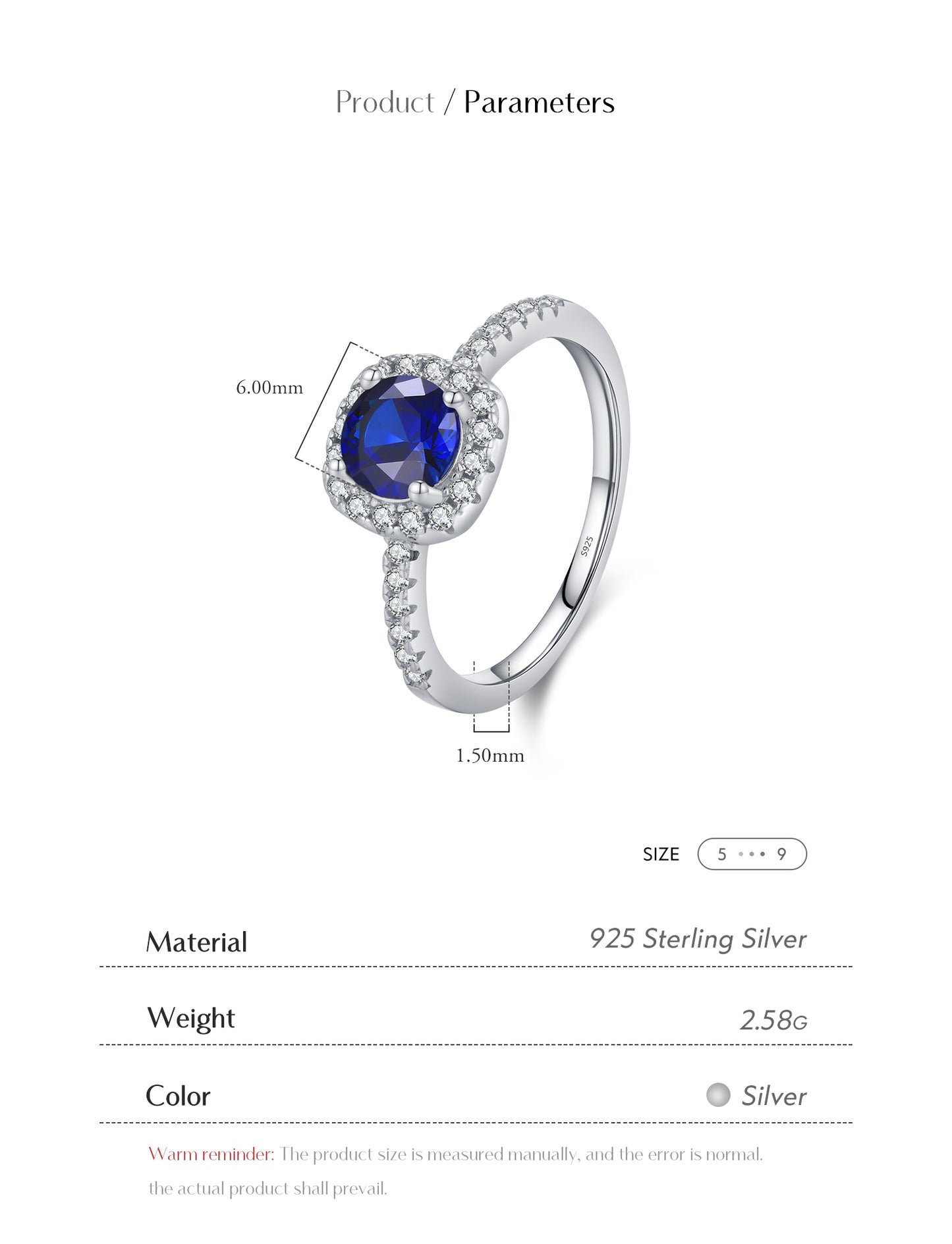 Royal Blue Halo Zircon Ring