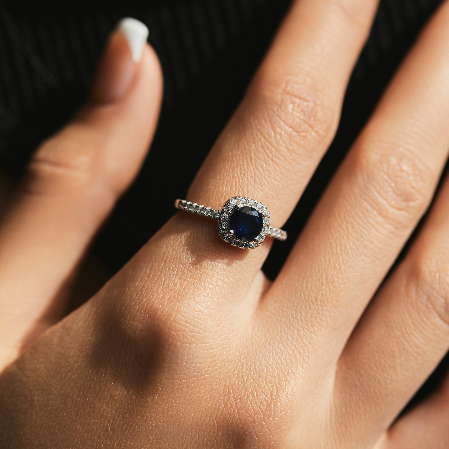 Royal Blue Halo Zircon Ring