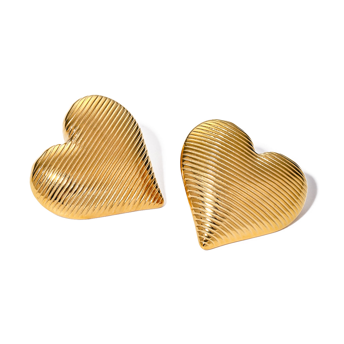 Classic Heart-Shaped 18K Gold Plated Stainless Steel Ear Studs