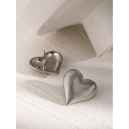 Classic Heart-Shaped 18K Gold Plated Stainless Steel Ear Studs