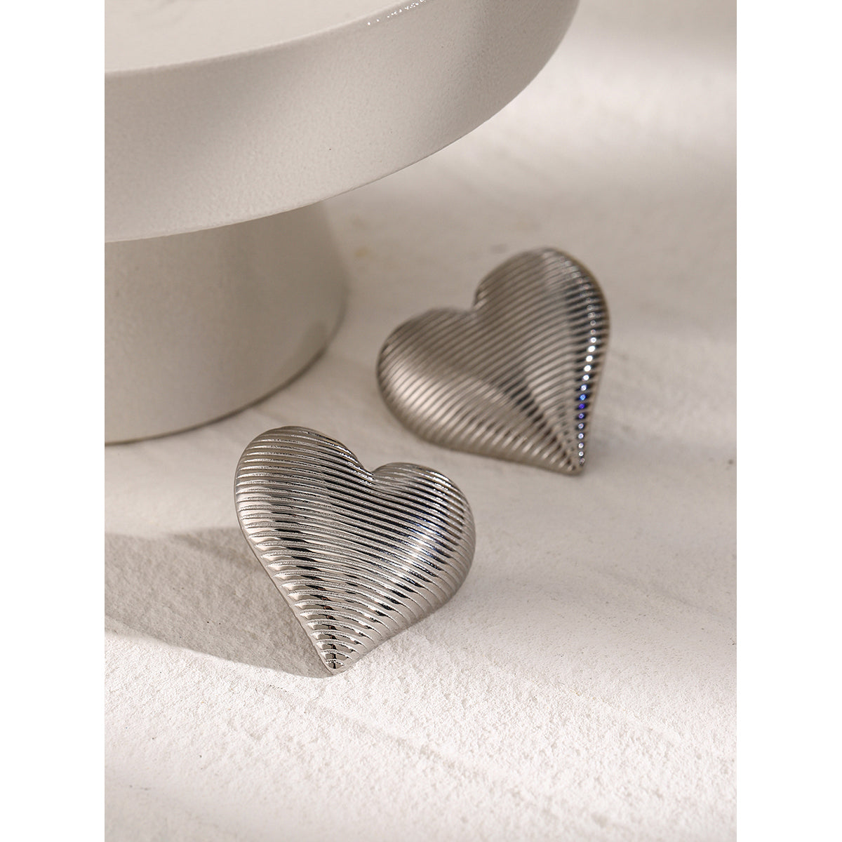 Classic Heart-Shaped 18K Gold Plated Stainless Steel Ear Studs