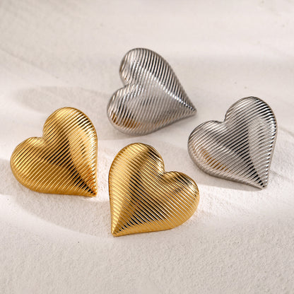 Classic Heart-Shaped 18K Gold Plated Stainless Steel Ear Studs