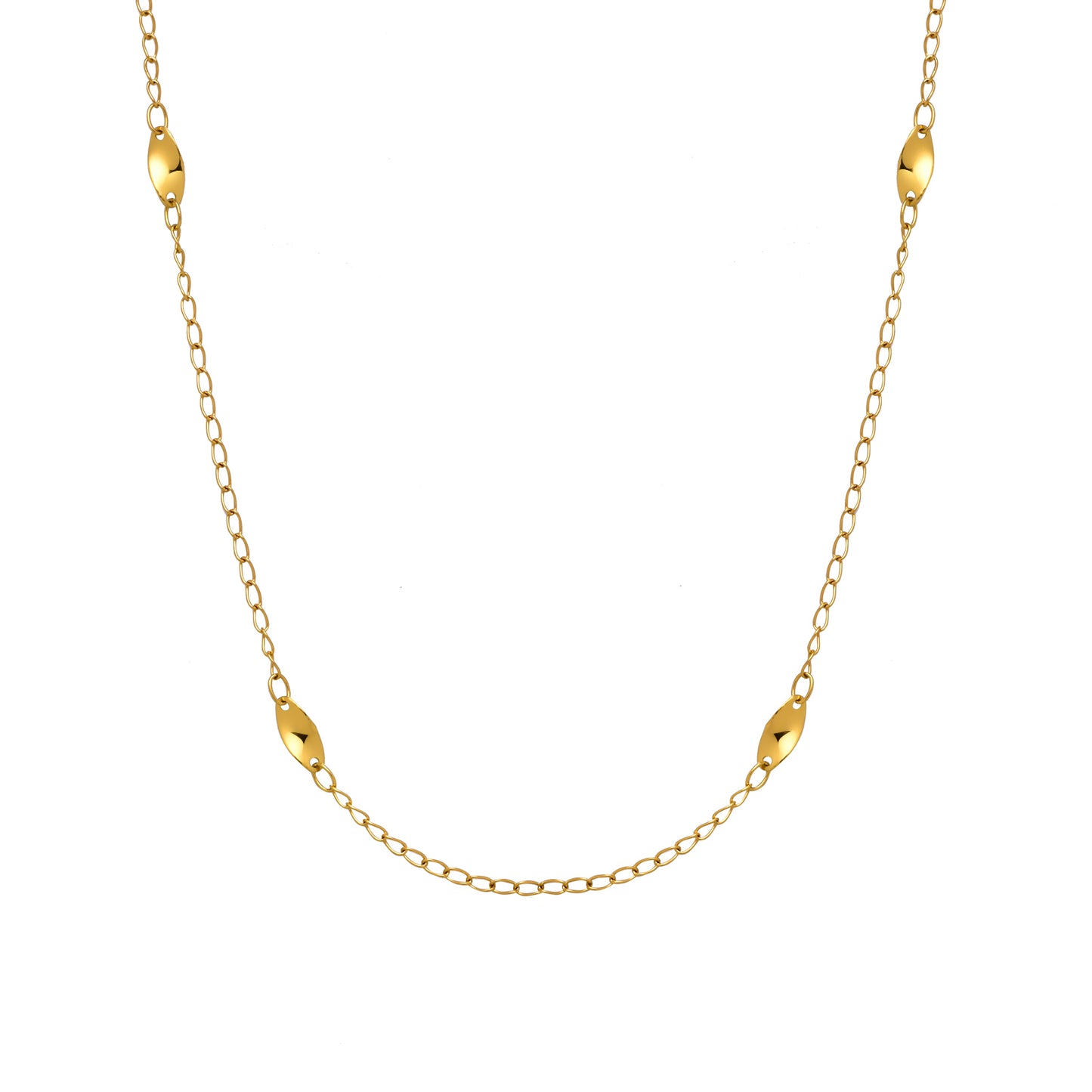 18K Gold Plated Patchwork Oval Necklace