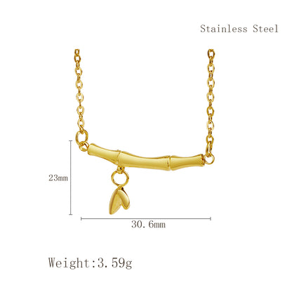 18K Gold Plated Bar & Leaf Pendant Necklace