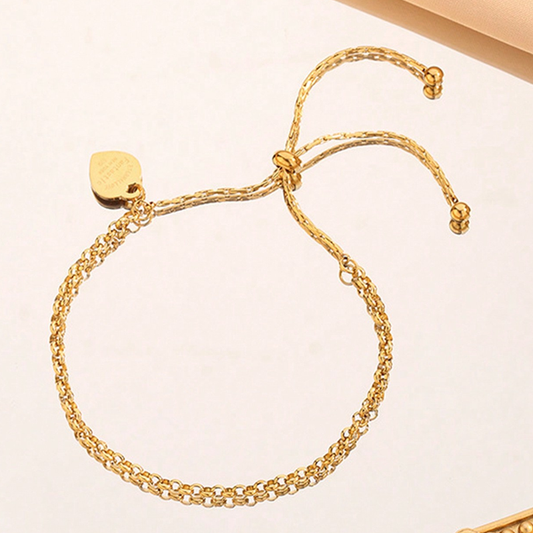 French Classic 18K Gold Plated Heart Bracelet –