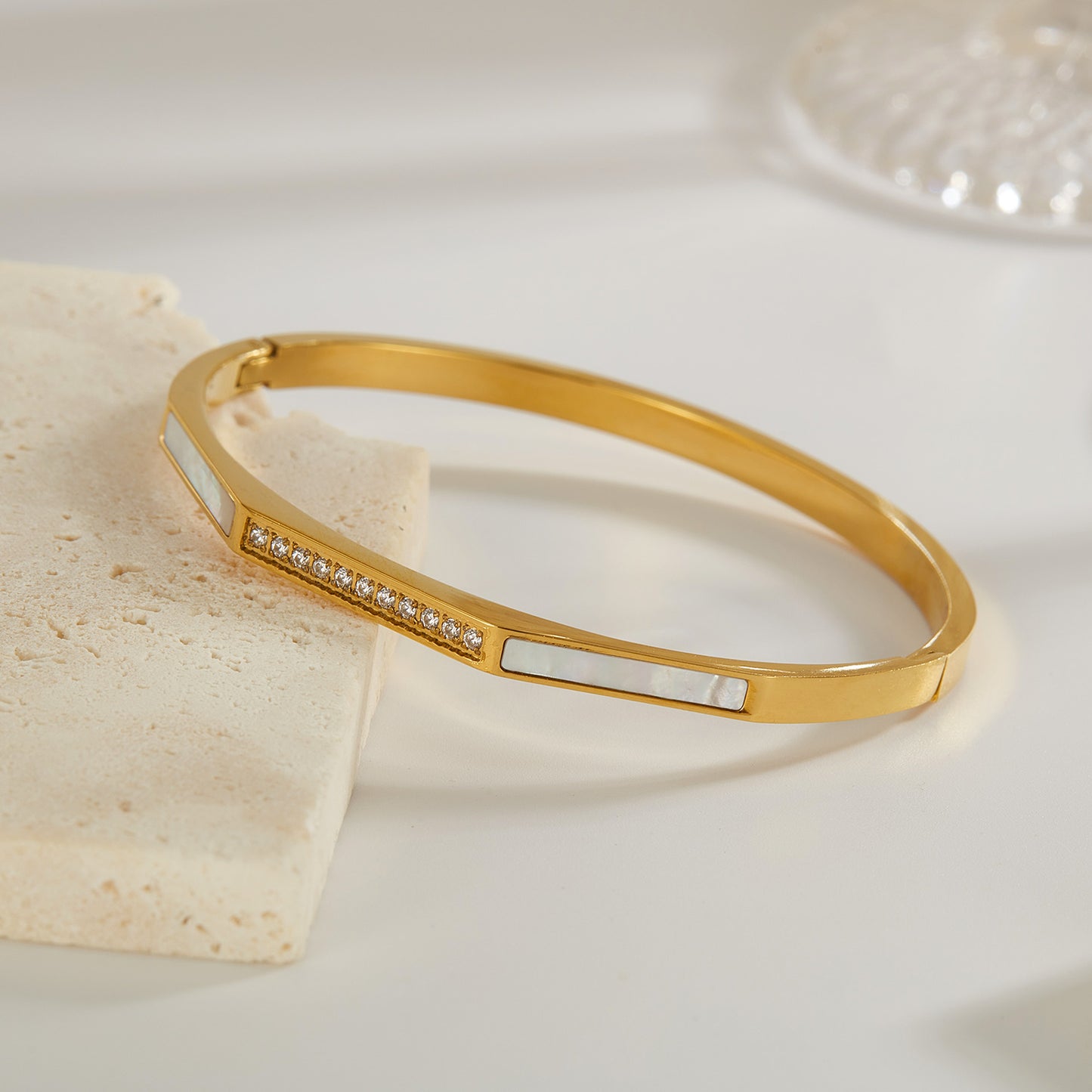 Geometric Gold-Plated Bangle