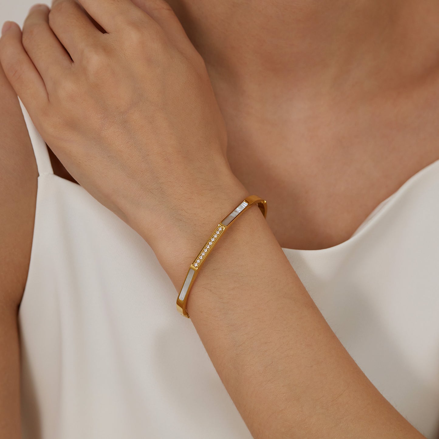 Geometric Gold-Plated Bangle