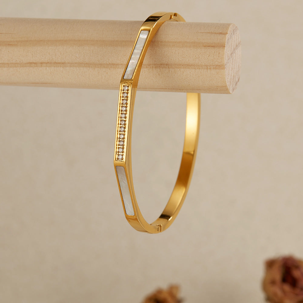 Geometric Gold-Plated Bangle