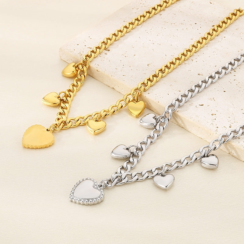 Streetwear Heart-Shaped 18K Gold Plated Pendant Necklace for Women