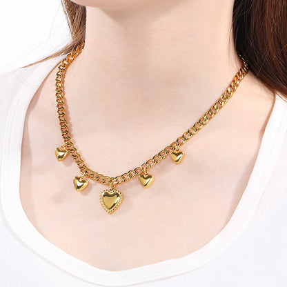 Streetwear Heart-Shaped 18K Gold Plated Pendant Necklace for Women