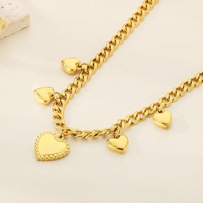 Streetwear Heart-Shaped 18K Gold Plated Pendant Necklace for Women