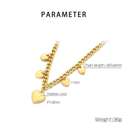 Streetwear Heart-Shaped 18K Gold Plated Pendant Necklace for Women