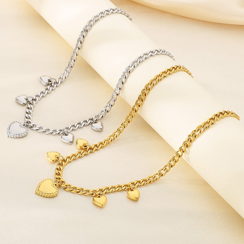 Streetwear Heart-Shaped 18K Gold Plated Pendant Necklace for Women