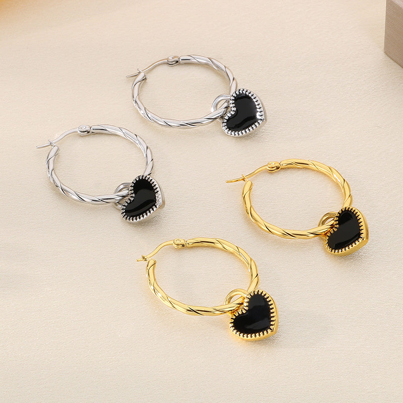 Heart-Shaped 18K Gold-Plated Dangling Earrings