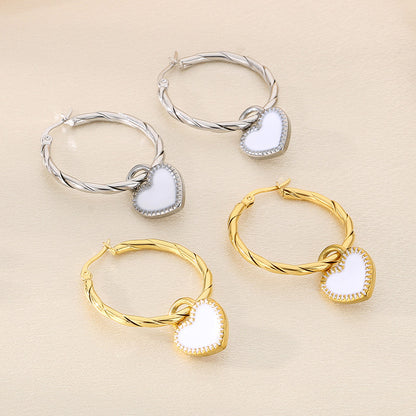 Heart-Shaped 18K Gold-Plated Dangling Earrings