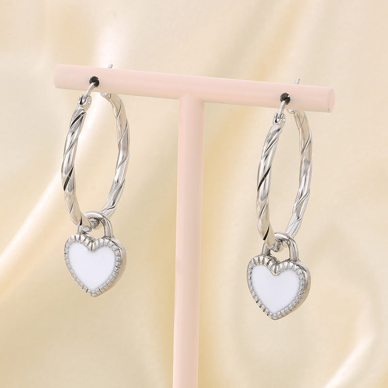 Heart-Shaped 18K Gold-Plated Dangling Earrings