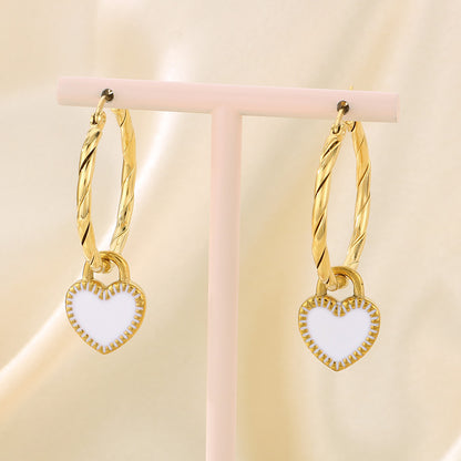 Heart-Shaped 18K Gold-Plated Dangling Earrings