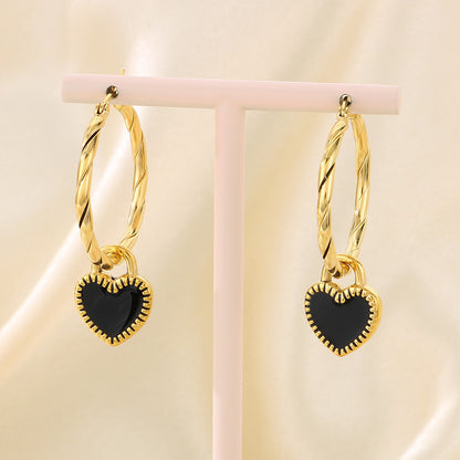 Heart-Shaped 18K Gold-Plated Dangling Earrings