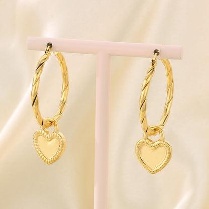 Heart-Shaped 18K Gold-Plated Dangling Earrings