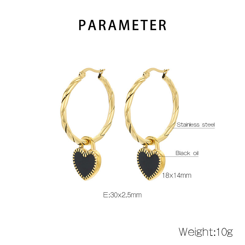 Heart-Shaped 18K Gold-Plated Dangling Earrings