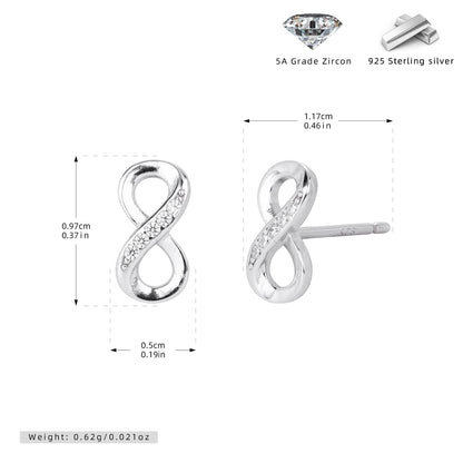 925 Sterling Silver Infinity Ear Studs