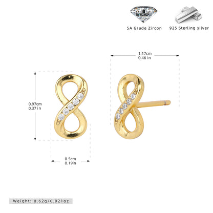 925 Sterling Silver Infinity Ear Studs