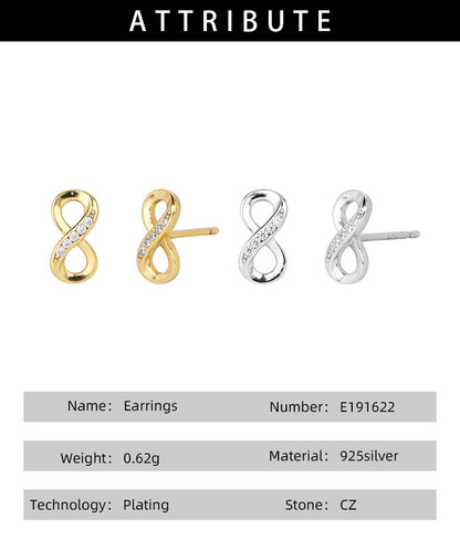 925 Sterling Silver Infinity Ear Studs