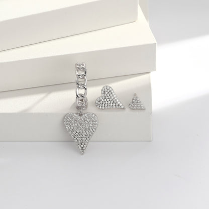 925 Sterling Silver Heart Shape Drop Earrings