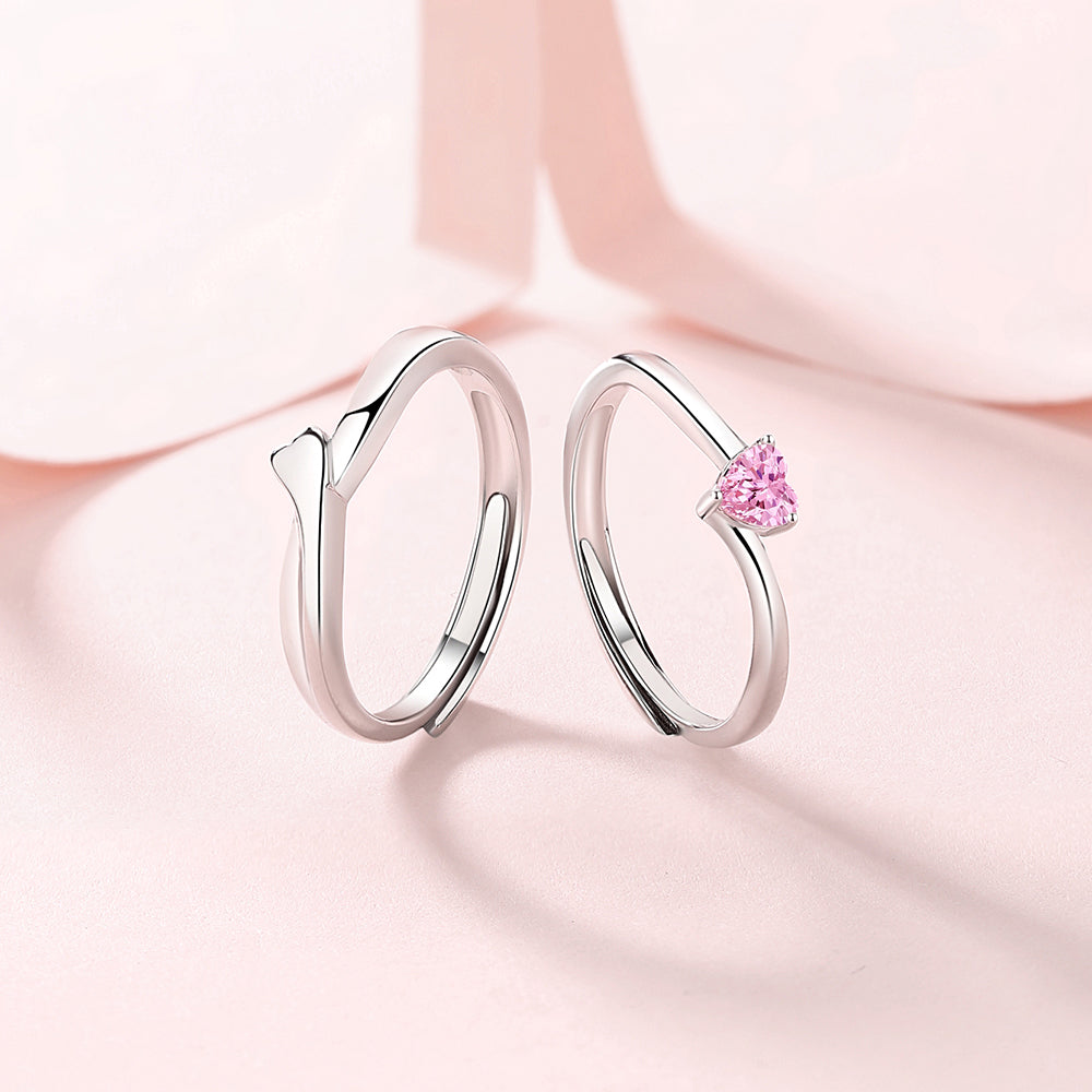 Adjustable 925 Sterling Silver Heart Rings | For Couples or Individuals