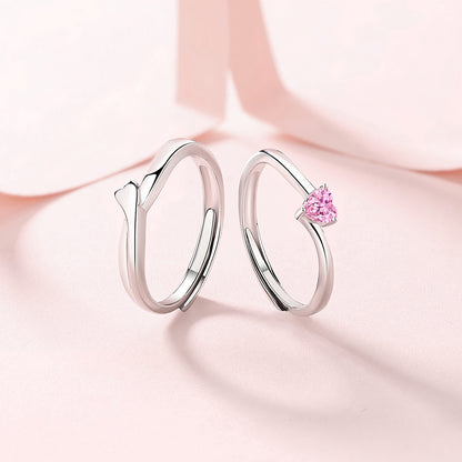 Adjustable 925 Sterling Silver Heart Rings | For Couples or Individuals