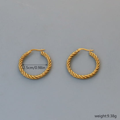 Classic Style Commute Round 18K Gold Plated Earrings