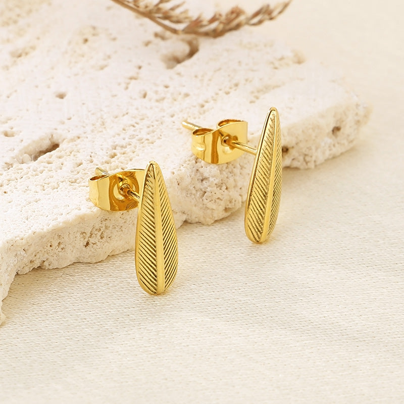 Leaf-Inspired 18K Gold-Plated Ear Studs