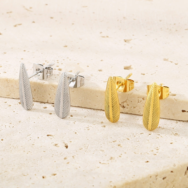 Leaf-Inspired 18K Gold-Plated Ear Studs