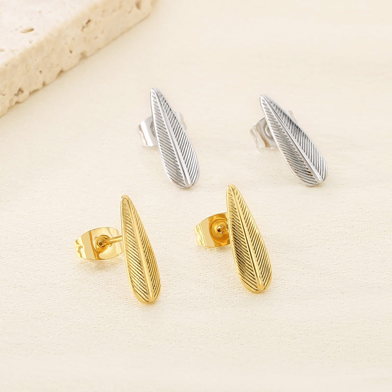 Leaf-Inspired 18K Gold-Plated Ear Studs