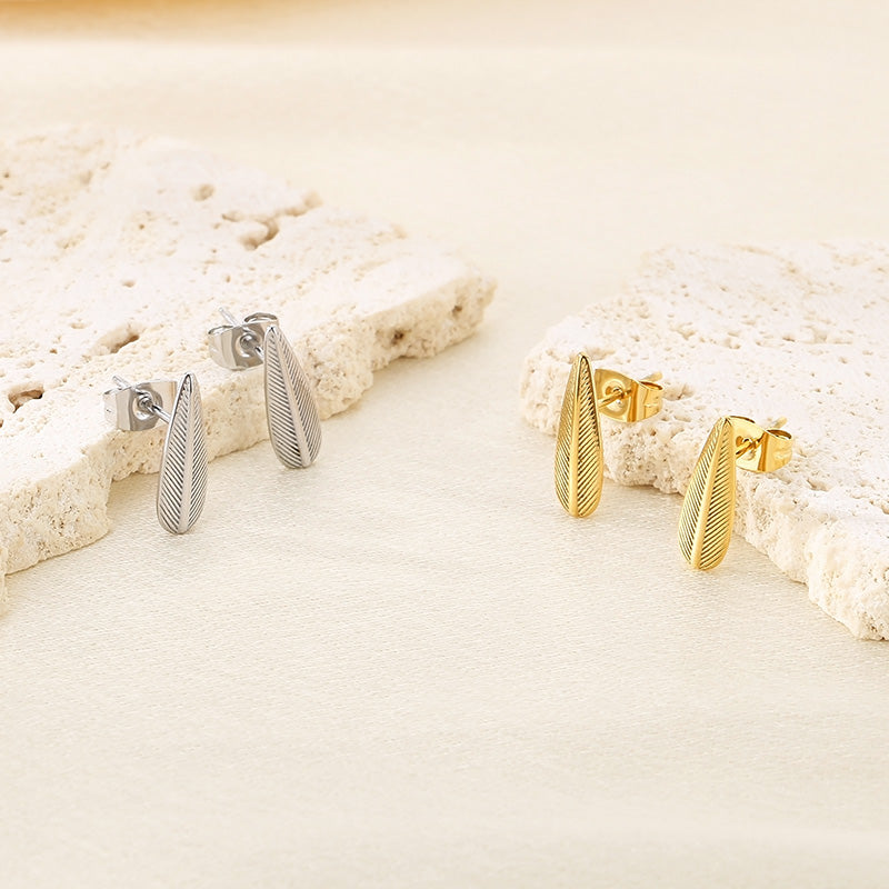 Leaf-Inspired 18K Gold-Plated Ear Studs