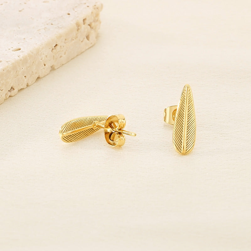 Leaf-Inspired 18K Gold-Plated Ear Studs