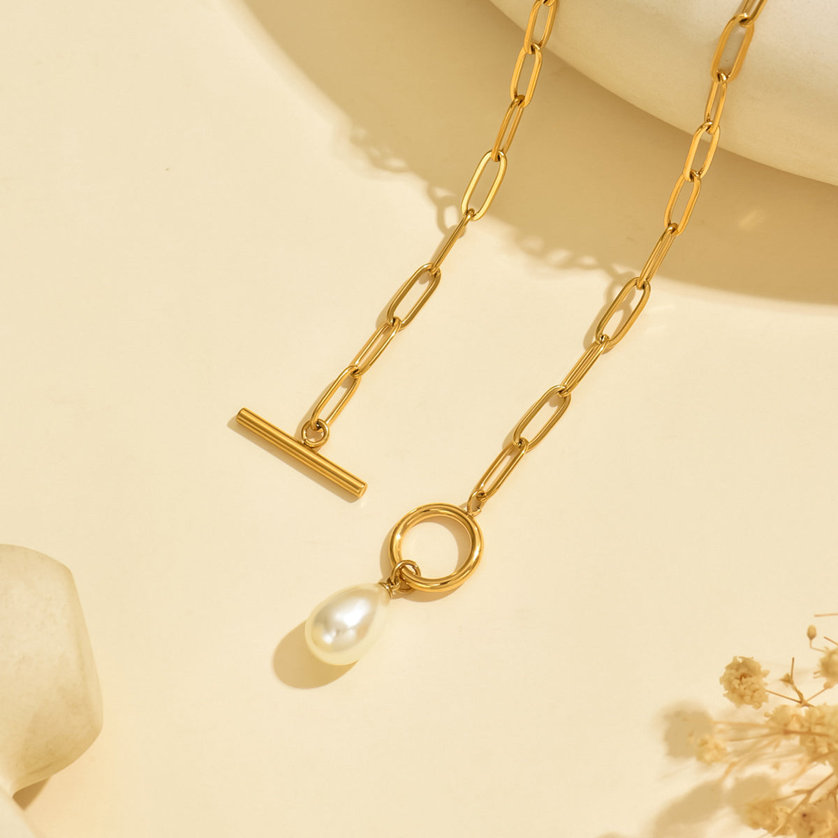 14K Gold Plated Pearl Pendant Necklace