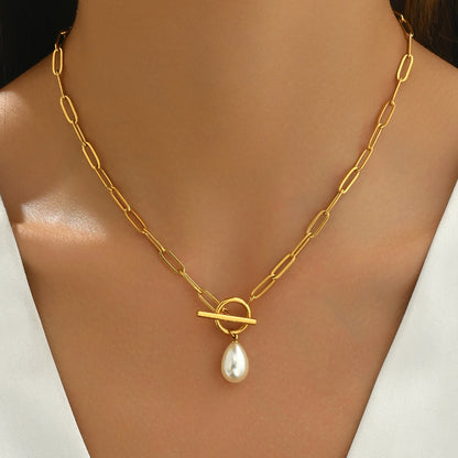 14K Gold Plated Pearl Pendant Necklace