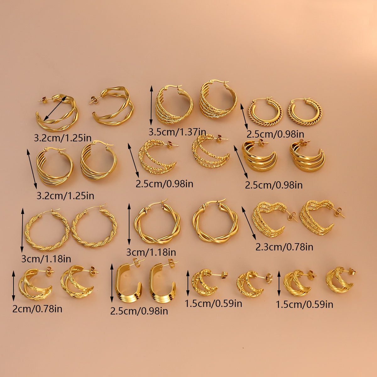 Irregular 18K Gold-Plated Ear Studs