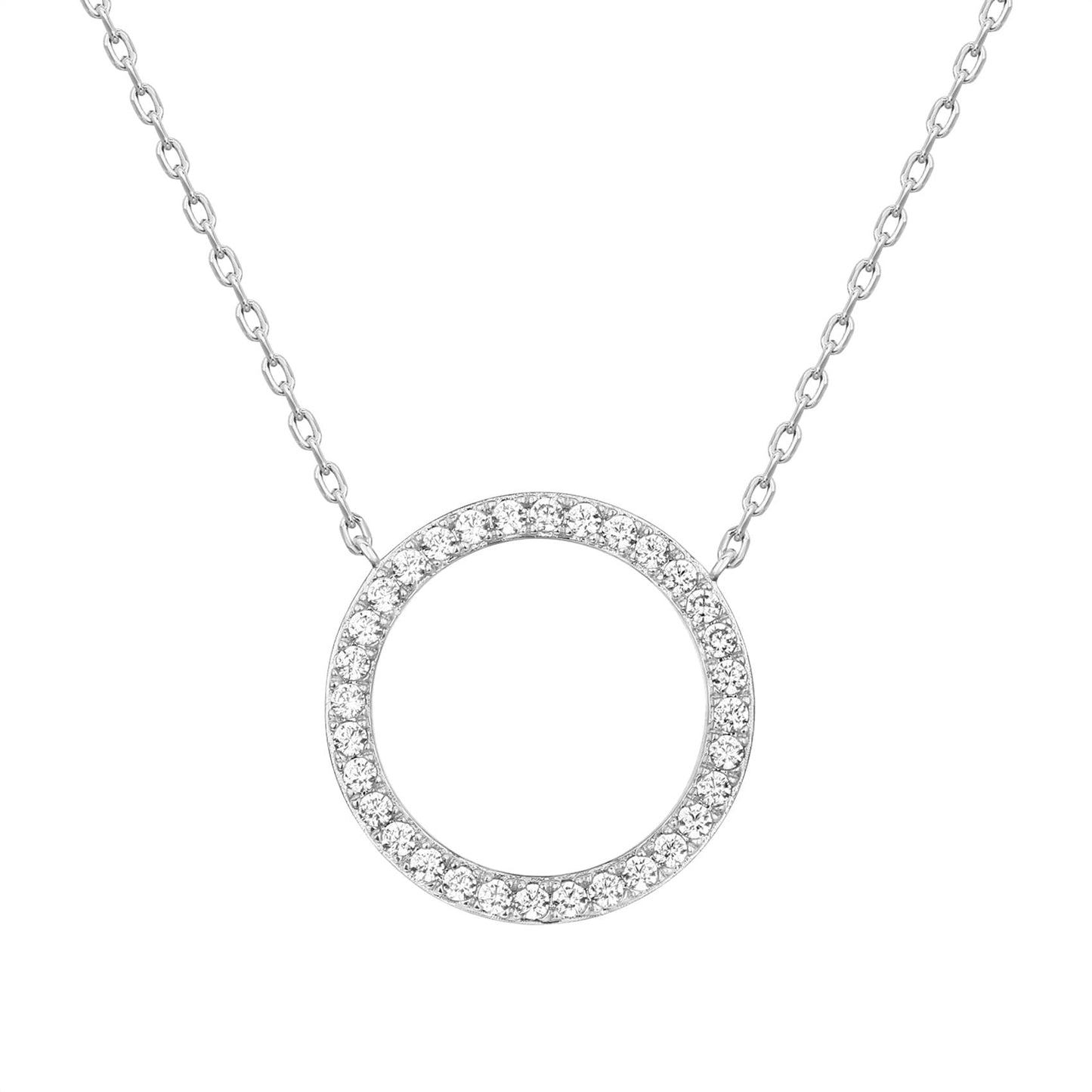 925 Sterling Silver Cable Chain Round Pendant Necklace