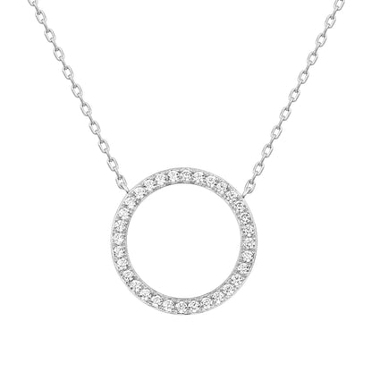 925 Sterling Silver Cable Chain Round Pendant Necklace