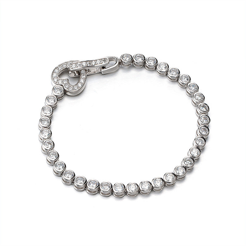 Heart-Shaped Tennis Bracelet | 925 Sterling Silver with High Carbon Diamonds