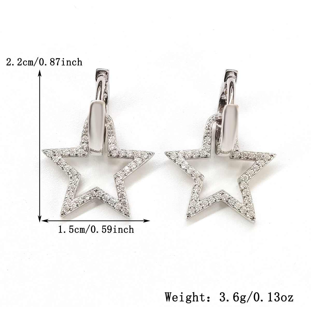 Star with Cubic Zirconia Stones Dangling Earrings